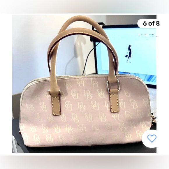 DOONEY & BOURKE Satchel  Leather & Canvas Denim DB Monogram Logo Handbag - Picture 6 of 16